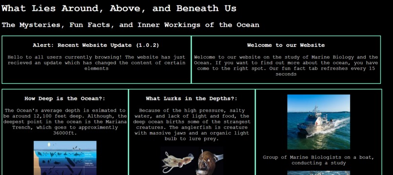 Marine Biology Website – screenshot 1