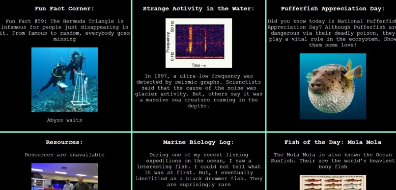 Marine Biology Website – screenshot 2