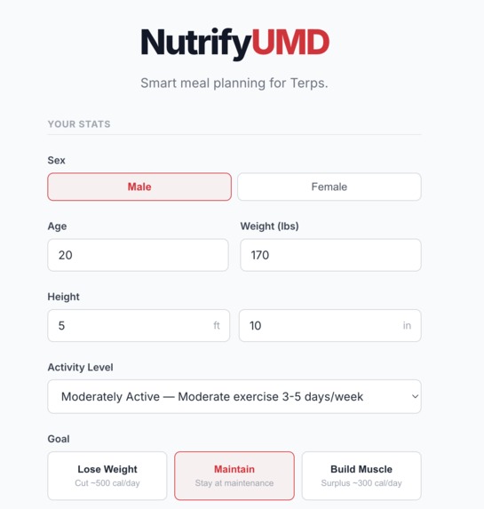 NutrifyUMD – screenshot 2