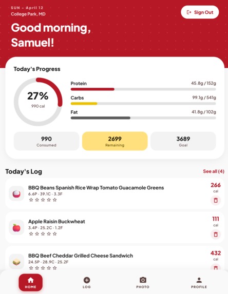 UMD Nutrition – screenshot 1