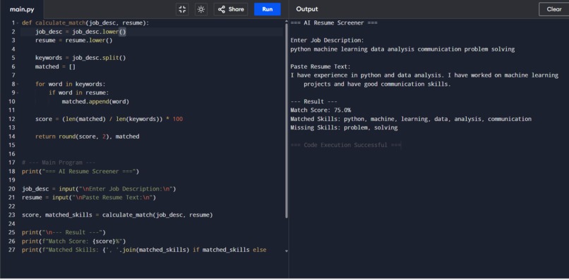 AI Resume Screener using NLP – screenshot 1