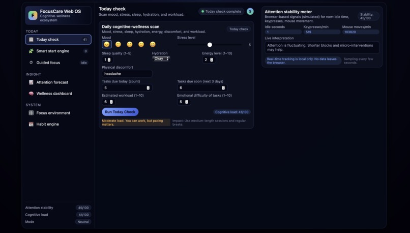 FocusCare – screenshot 1