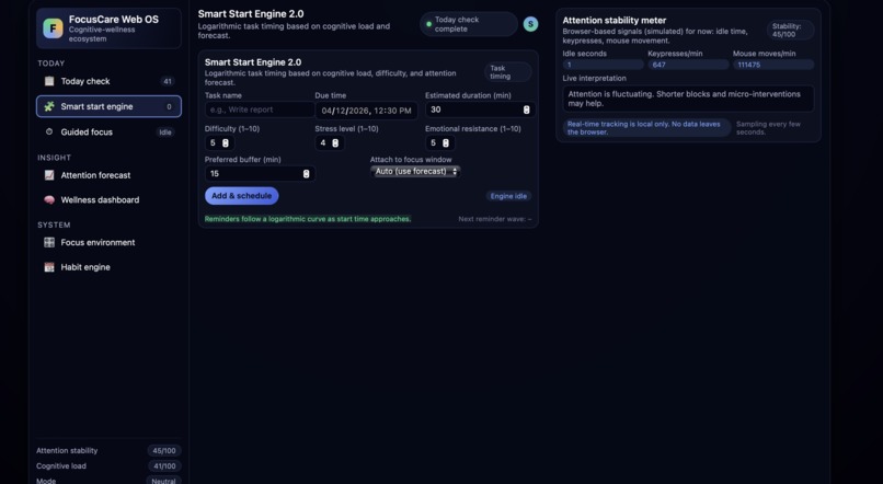 FocusCare – screenshot 2