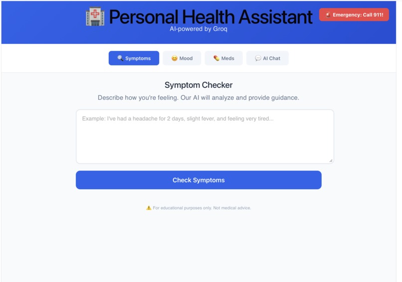 Personal Health Assistant  – screenshot 1
