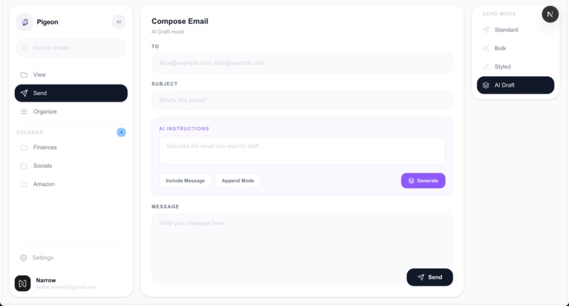 Pigeon Mail Client – screenshot 1