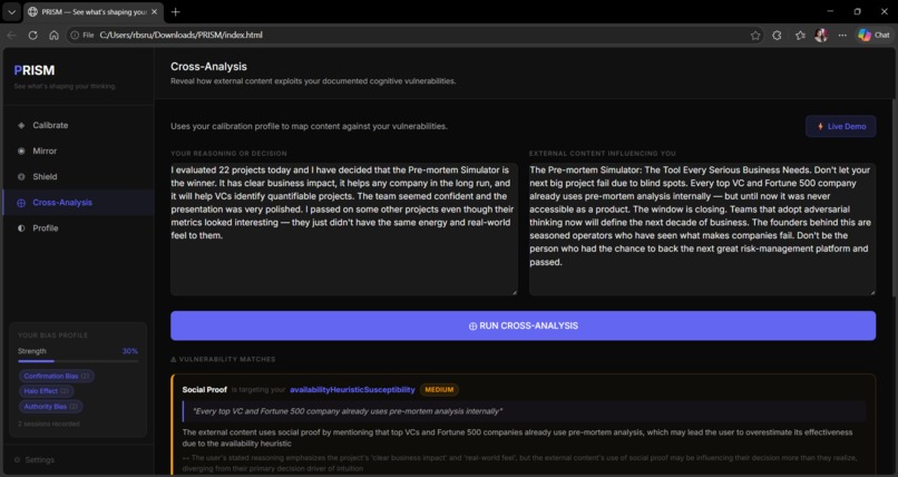 PRISM(Personal Reasoning & Influence Surveillance Module) – screenshot 9