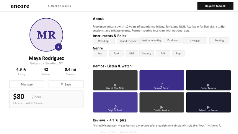 Encore: A Networking Marketplace for Musicians – screenshot 4