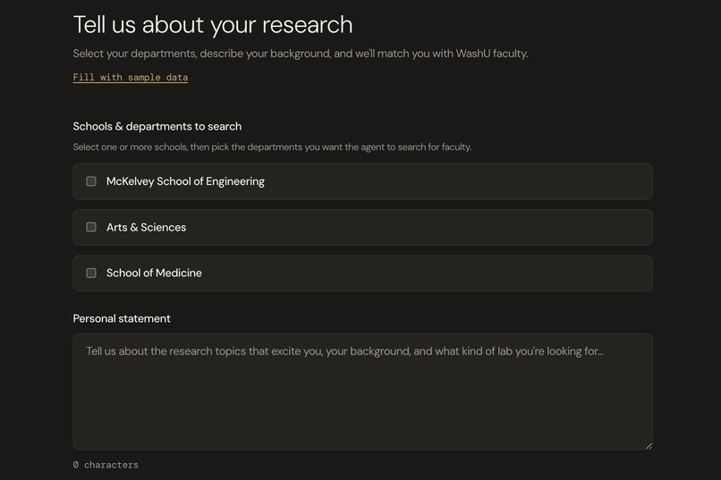 WUSTL STEM AI Research Matchmaker – screenshot 2