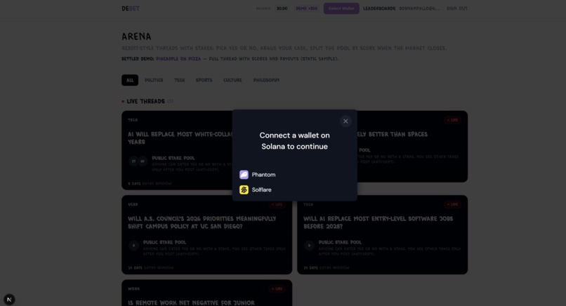 DeBet – screenshot 1