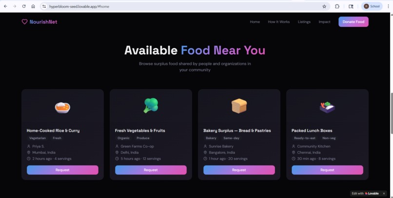 NourishNet – screenshot 2