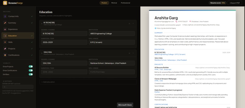 Resume builder  – screenshot 1