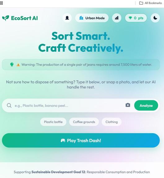 EcoSort AI : Intelligent Waste Management System – screenshot 1