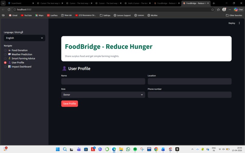 FoodBridge - AI for Hunger & Smart Farming – screenshot 1
