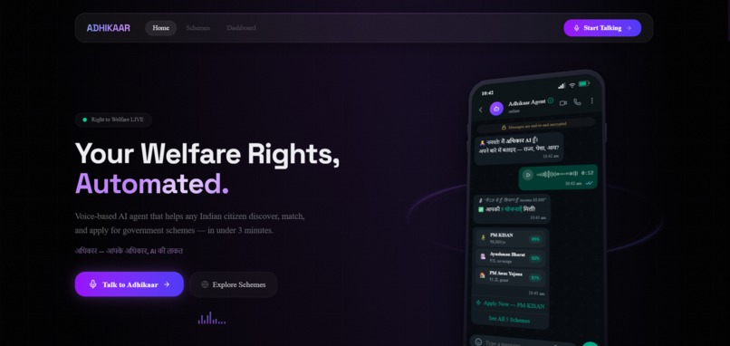 Adhikaar – AI Welfare Copilot for Every Citizen – screenshot 1