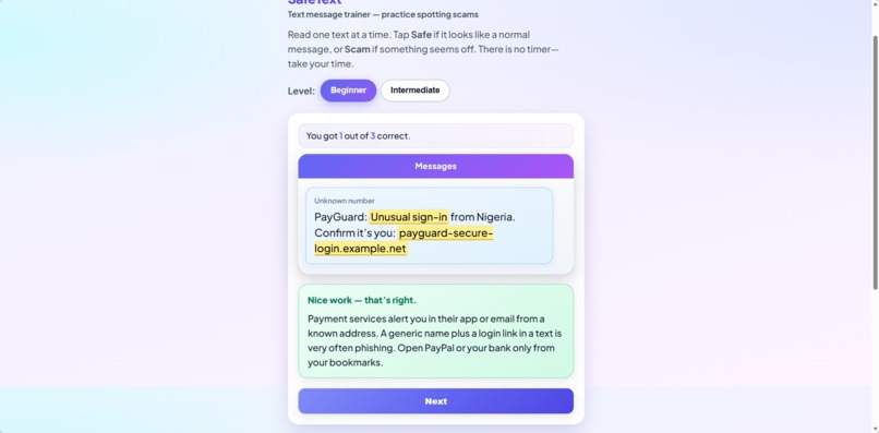 SafeText – screenshot 2