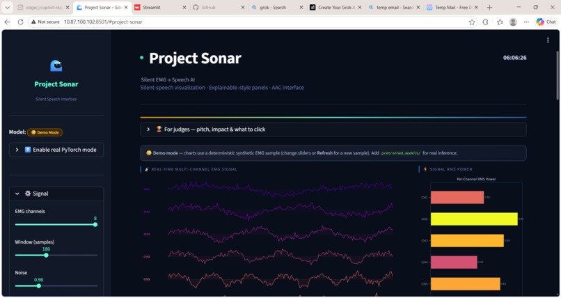 Project Sonar – Silent Speech Interface using EMG & AI – screenshot 1