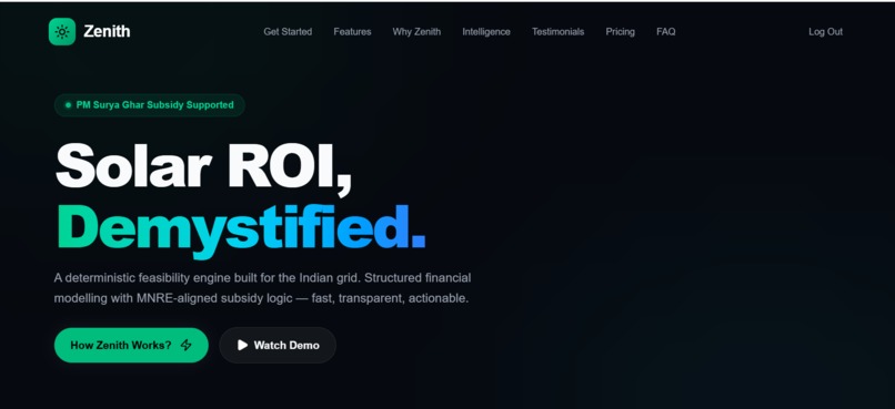 Zenith: AI-Driven Solar & Microgrid Intelligence Platform – screenshot 1