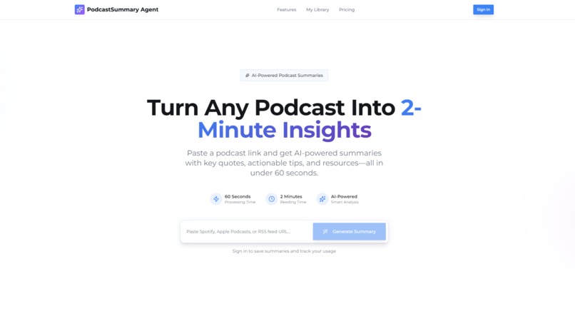 PodcastSummary Agent – screenshot 1