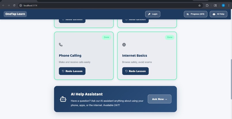 OneTap AI – Voice-Based Digital Learning for Seniors – screenshot 2