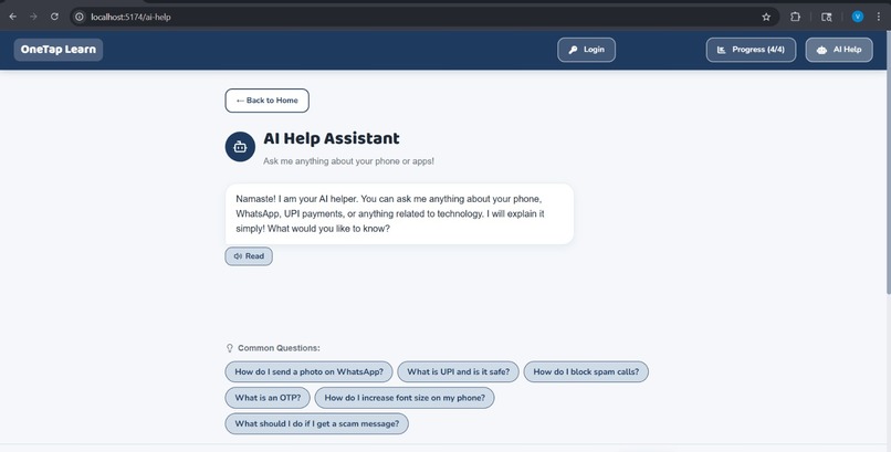 OneTap AI – Voice-Based Digital Learning for Seniors – screenshot 4
