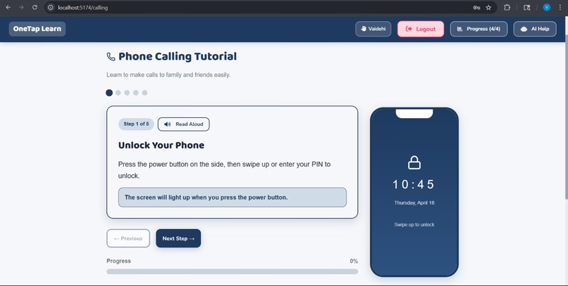 OneTap AI – Voice-Based Digital Learning for Seniors – screenshot 7