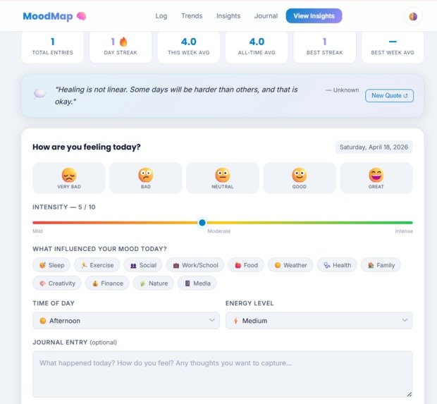 MoodMap – Smart Mental Wellbeing Tracker – screenshot 5