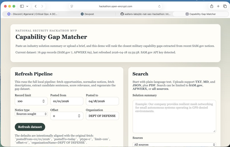 Matching Industry Solutions to Military Capability Gaps – screenshot 1