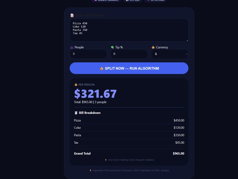 Orion Bill Splitter - Smart Expense Calculator – screenshot 1