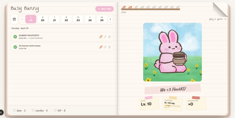 Busy Bunny: A Gamified To-Do List – screenshot 1