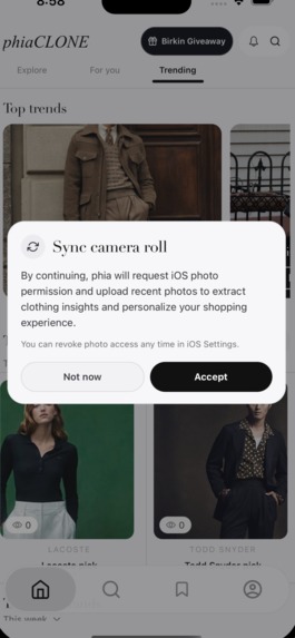 Camera-roll based personalization – screenshot 1