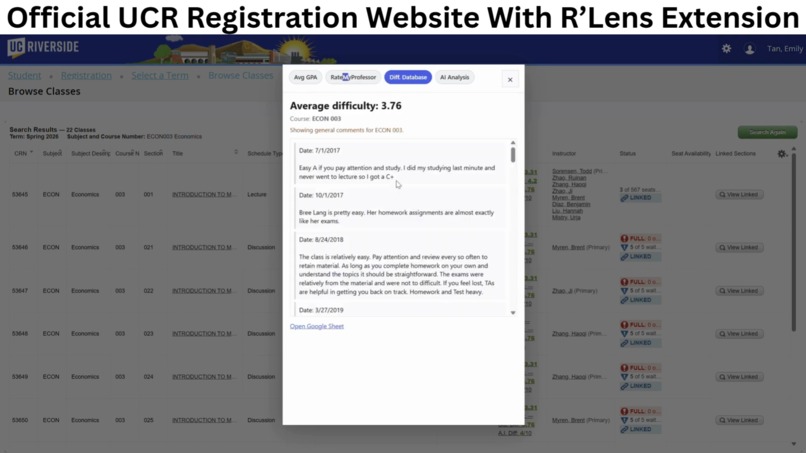 R'Lens: Chrome Extension for UCR's registration website – screenshot 10