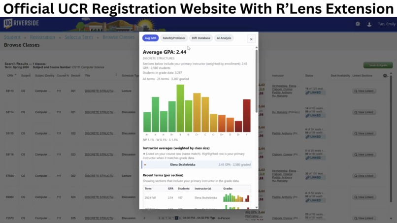 R'Lens: Chrome Extension for UCR's registration website – screenshot 11