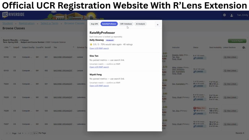R'Lens: Chrome Extension for UCR's registration website – screenshot 12
