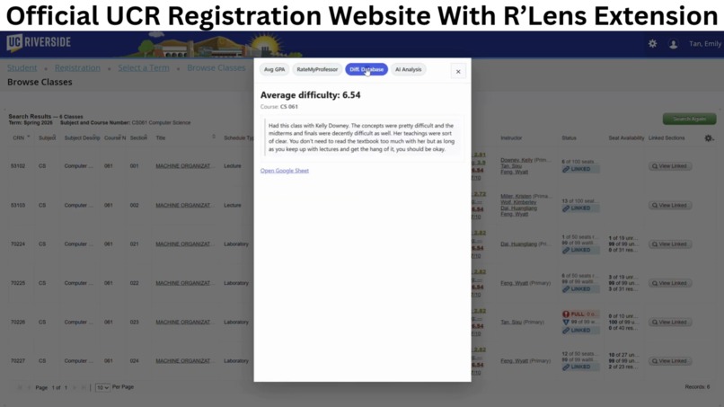R'Lens: Chrome Extension for UCR's registration website – screenshot 14