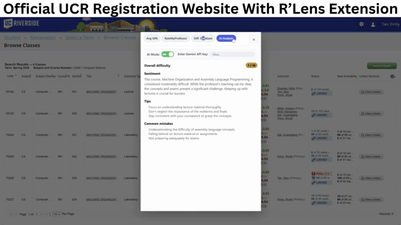 R'Lens: Chrome Extension for UCR's registration website – screenshot 15