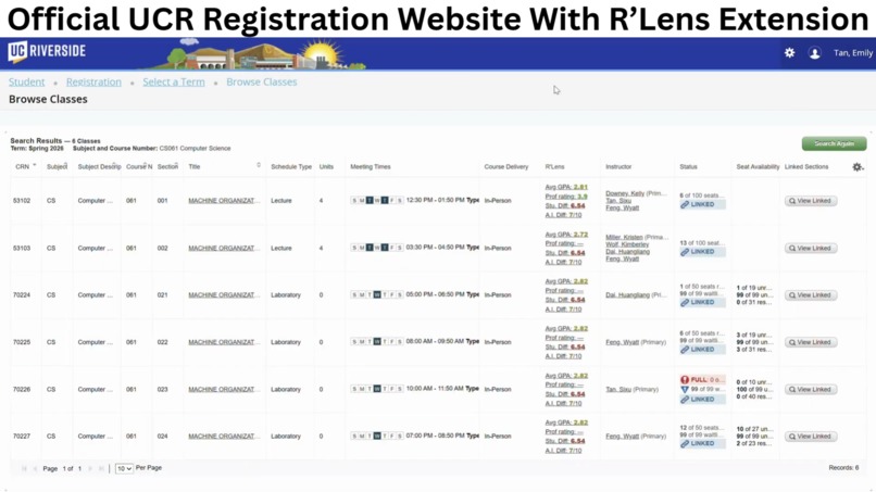 R'Lens: Chrome Extension for UCR's registration website – screenshot 18