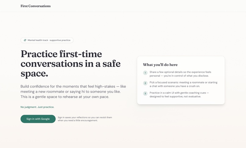 First Conversations - AI Social Anxiety Coach – screenshot 1