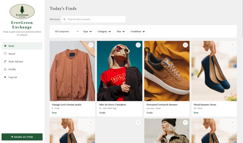 EverGreen Exchange: Trade/donate your clothes on campus! – screenshot 1
