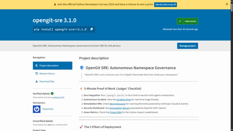 OpenGit SRE — Autonomous Namespace Guardian – screenshot 1