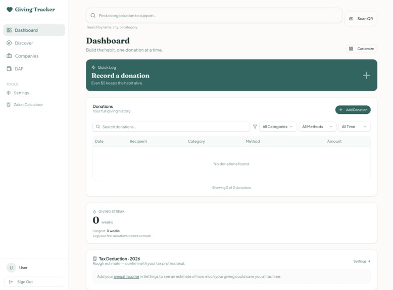 Giving Tracker – screenshot 2