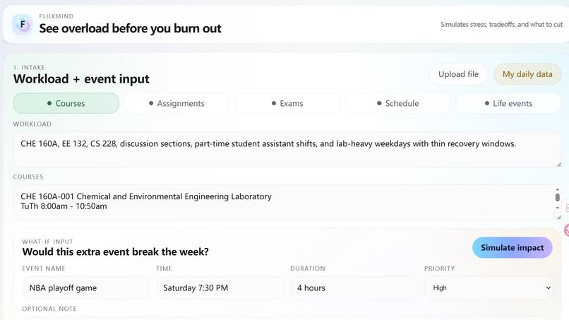 FluxMind: Simulate Your Week Before It Breaks – screenshot 2