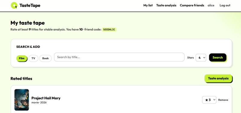 Taste Tape – screenshot 2