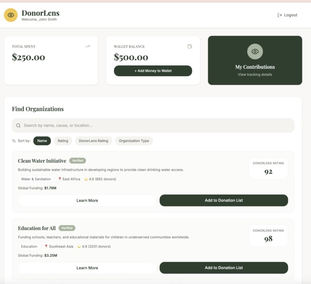 DonorLens – screenshot 2