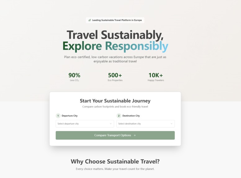 SustainableTravel Planner – screenshot 1