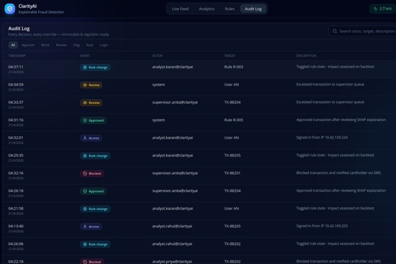 ClarityAI — Explainable Fraud Detection – screenshot 4