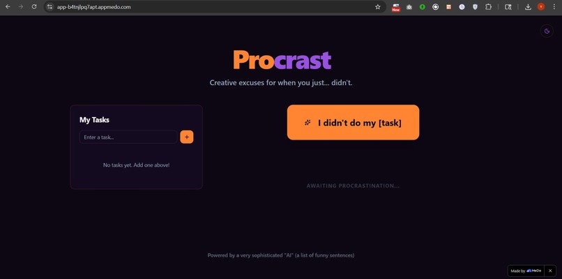 Procrast - Procrastination Excuse Generator – screenshot 1