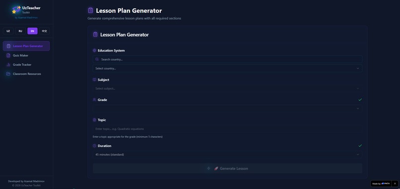 UzTeacher Toolkit — AI Teaching Platform – screenshot 2