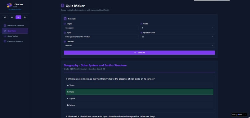 UzTeacher Toolkit — AI Teaching Platform – screenshot 4