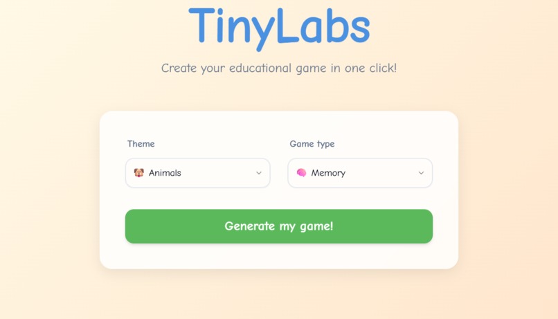 TinyLabs – AI Educational Game Generator – screenshot 1