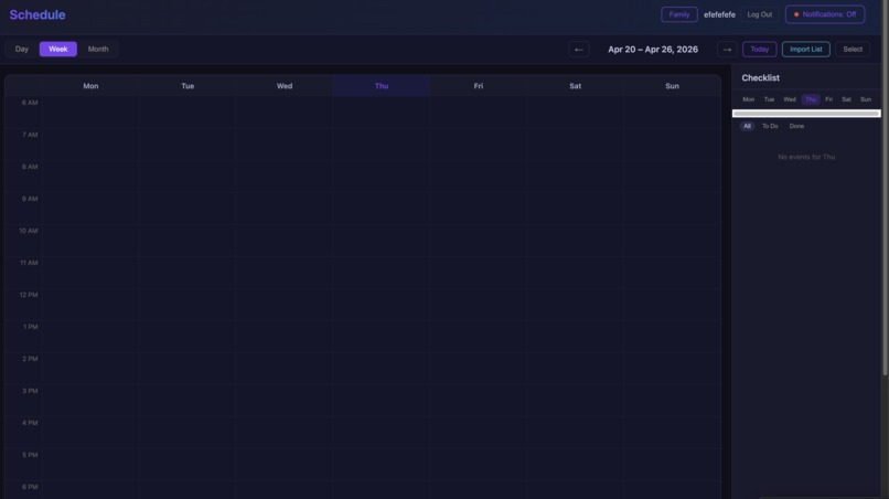 Schedule app – screenshot 1